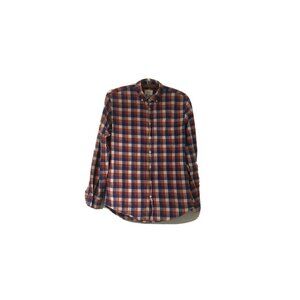 Frank And Oak Mens Red Blue Checkered Button Down Shirt Size Small